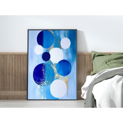 Modern Abstract Printable, Printable Wall Art, Indigo and Honeycomb, Minimalistic Shapes, Contemporary