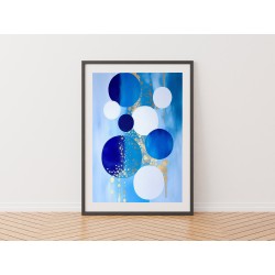 Modern Abstract Printable, Printable Wall Art, Indigo and Honeycomb, Minimalistic Shapes, Contemporary