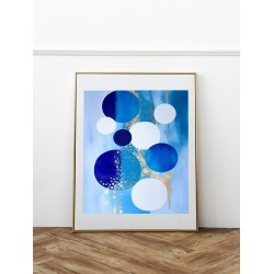 Modern Abstract Printable, Printable Wall Art, Indigo and Honeycomb, Minimalistic Shapes, Contemporary