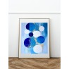 Modern Abstract Printable, Printable Wall Art, Indigo and Honeycomb, Minimalistic Shapes, Contemporary