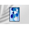 Modern Abstract Printable, Printable Wall Art, Indigo and Honeycomb, Minimalistic Shapes, Contemporary